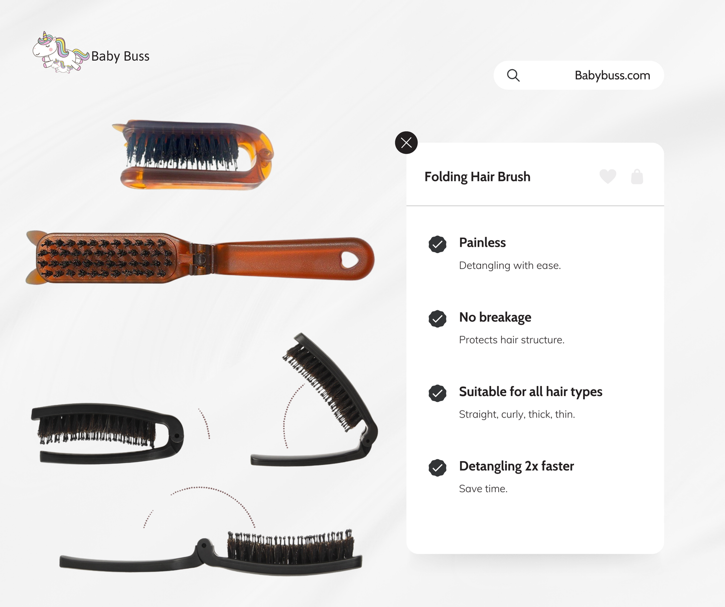 Folding-hair-brush